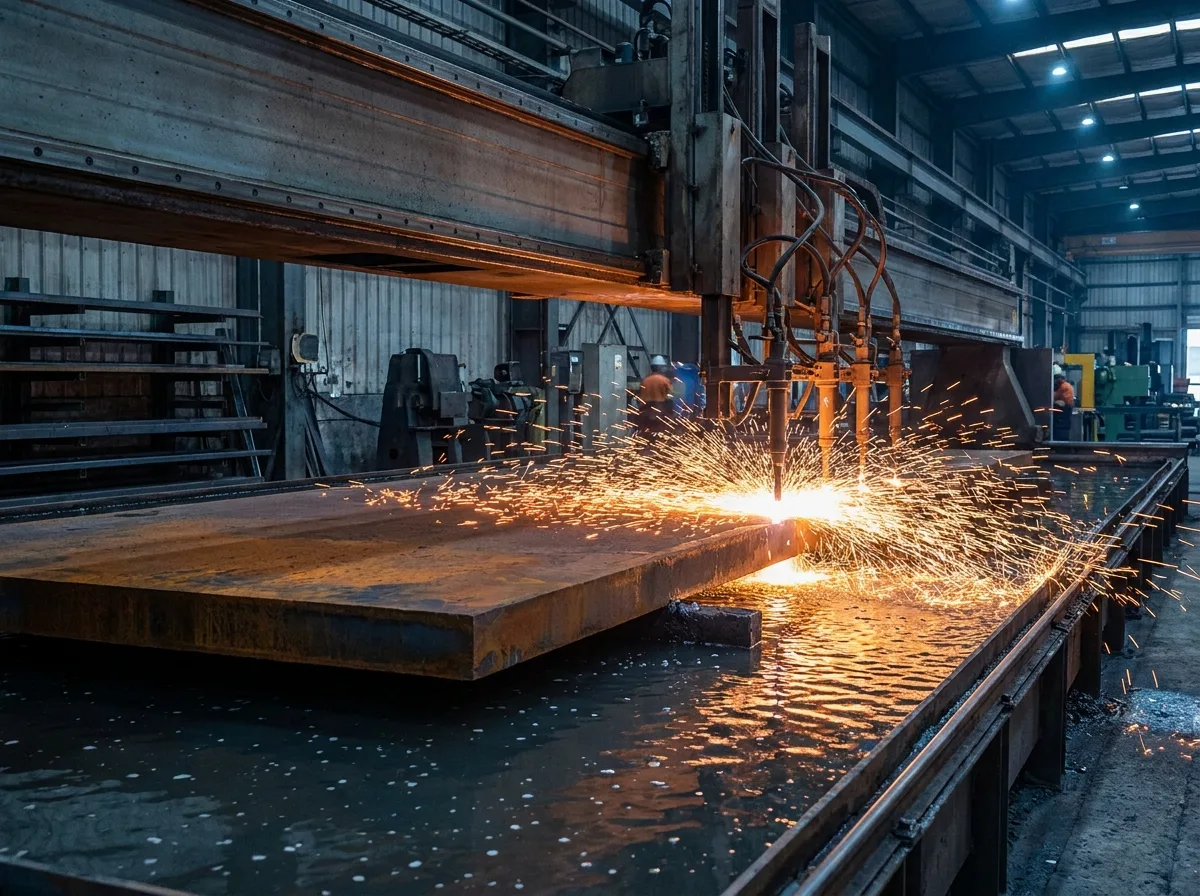 후판 300T CNC 산소 모형절단 작업 현장